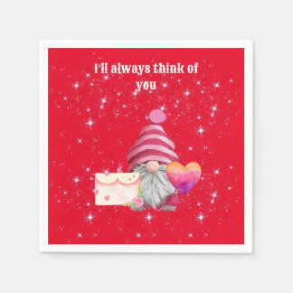 Gnome in love with rainbow heart スタンダードカクテルナプキン