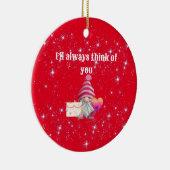 Gnome in love with rainbow heart セラミックオーナメント (右)