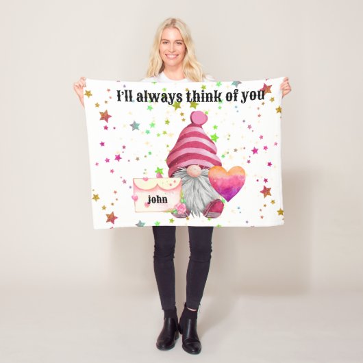 Gnome in love with rainbow heart フリースブランケット (インサイチュ)