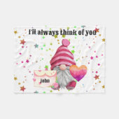 Gnome in love with rainbow heart フリースブランケット (正面(横))