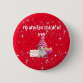 Gnome in love with rainbow heart 缶バッジ (正面)