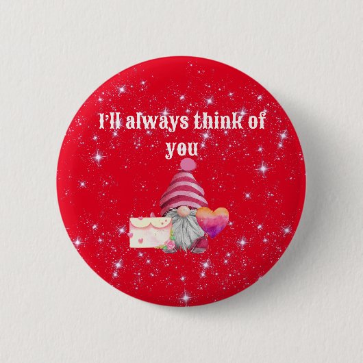 Gnome in love with rainbow heart 缶バッジ (正面)