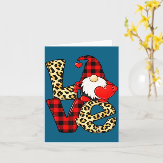 Gnome Love Valentine Gnomes Valentines Day Men Wom カード (黄色い花)