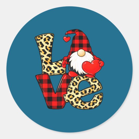 Gnome Love Valentine Gnomes Valentines Day Men Wom ラウンドシール (正面)