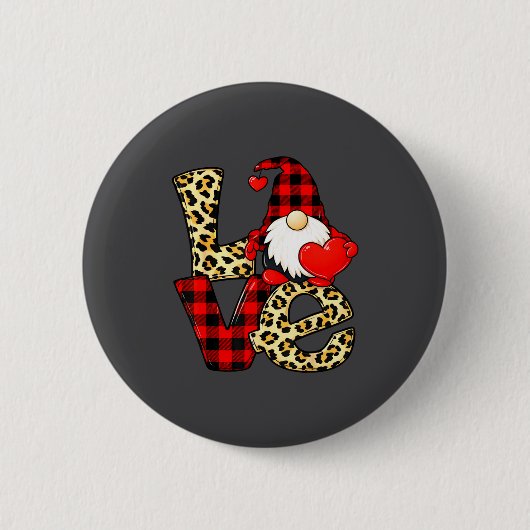 Gnome Love Valentine Gnomes Valentines Day Men Wom 缶バッジ (正面)