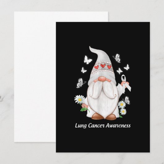 Gnome Lung Cancer Awareness With White Ribbon Gift 招待状 (正面/裏面)