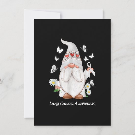 Gnome Lung Cancer Awareness With White Ribbon Gift 招待状 (正面)