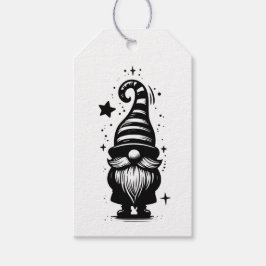 Gnome Merry Christmas Chic Grunge Black & White ギフトタグ