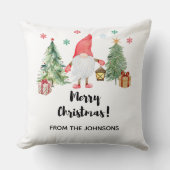 Gnome Merry Christmas Throw Pillow Gift クッション (正面)