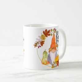 Gnome mug with pumpkins squash and fall leaves  コーヒーマグカップ