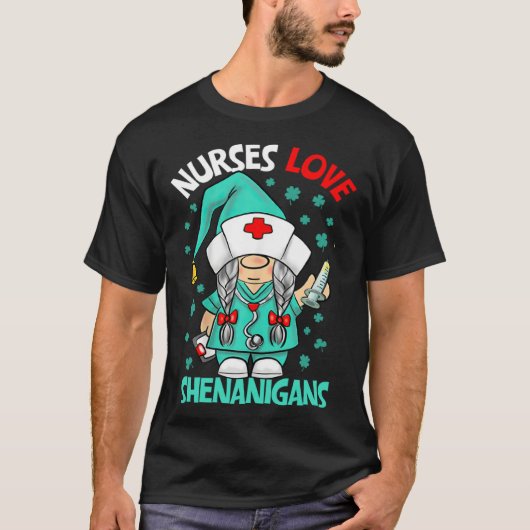 Gnome Nurses Love Shenanigans Nurse St Patricks Da Tシャツ (正面)