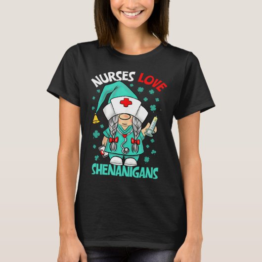 Gnome Nurses Love Shenanigans Nurse St Patricks Da Tシャツ (正面)