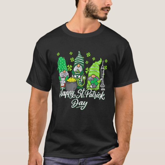 Gnome Nurses Saint Pattys Scrub Nurse St Patricks Tシャツ (正面)