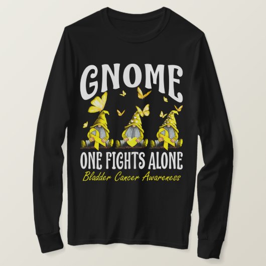 Gnome One Fights Alone Bladder Cancer Awareness Tシャツ (デザイン正面)
