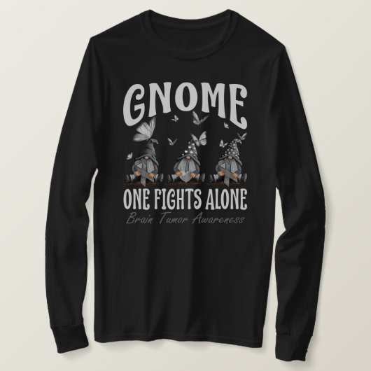 Gnome One Fights Alone Brain Tumor Awareness Tシャツ (デザイン正面)