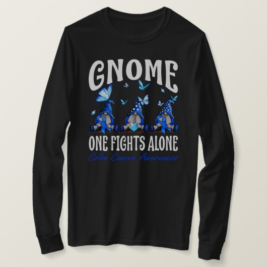 Gnome One Fights Alone Colon Cancer Awareness  Tシャツ (デザイン正面)