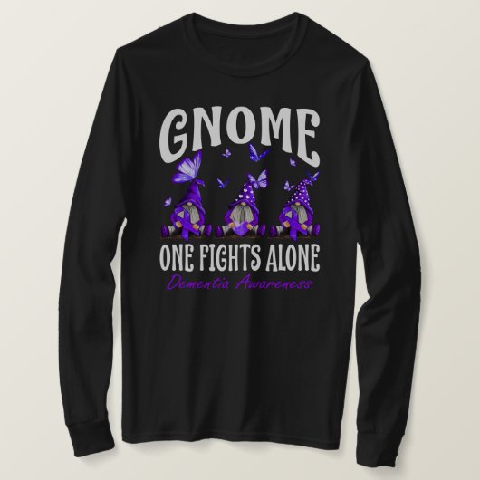 Gnome One Fights Alone Dementia Awareness Tシャツ (デザイン正面)