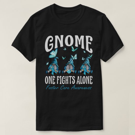 Gnome One Fights Alone Foster Care Awareness Tシャツ (デザイン正面)