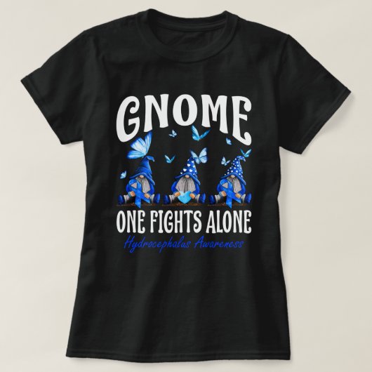 Gnome One Fights Alone Hydrocephalus Awareness Tシャツ (デザイン正面)