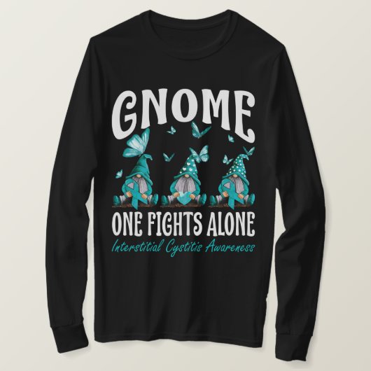 Gnome One Fights Alone Interstitial Cystitis Aware Tシャツ (デザイン正面)