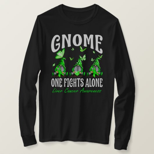 Gnome One Fights Alone Liver Cancer Awareness Tシャツ (デザイン正面)