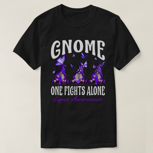 Gnome One Fights Alone Lupus Awareness Tシャツ (デザイン正面)