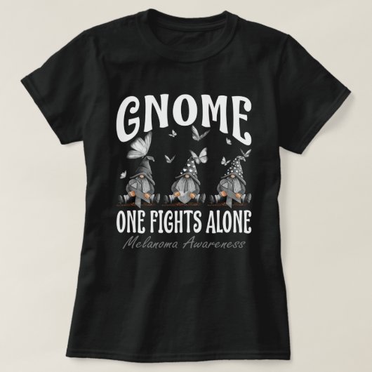 Gnome One Fights Alone Melanoma Awareness Tシャツ (デザイン正面)