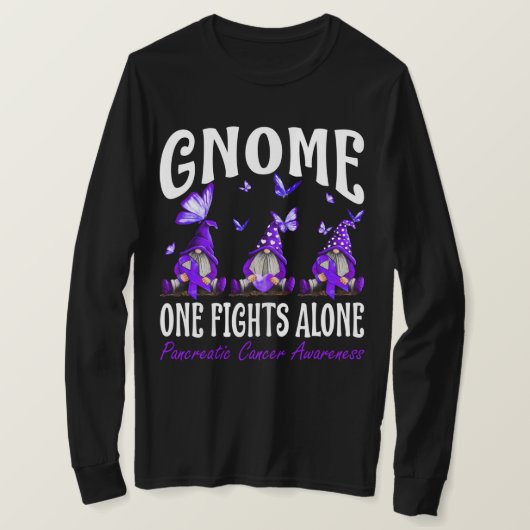Gnome One Fights Alone Pancreatic Cancer Awareness Tシャツ (デザイン正面)