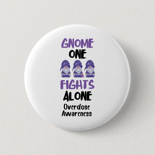 Gnome One Fights Alone Purple Ribbon Overdose Awar 缶バッジ (正面)