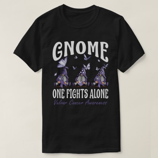 Gnome One Fights Alone Vulvar Cancer Awareness Tシャツ (デザイン正面)