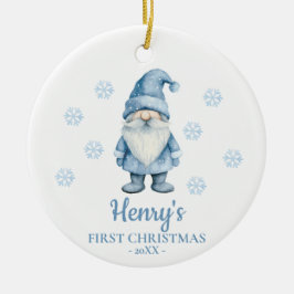 Gnome Personalized Baby's First Christmas セラミックオーナメント