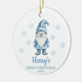Gnome Personalized Baby's First Christmas セラミックオーナメント (左)