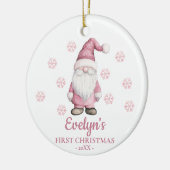 Gnome Personalized Girl's First Christmas セラミックオーナメント (左)