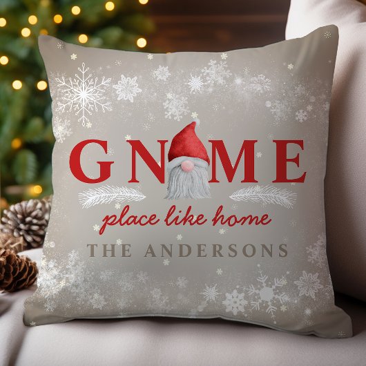 Gnome Place Like Home パーソナライズド ファミリー クッション