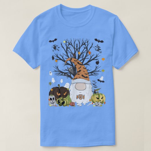 Gnome Pumpkin Monsters Tee Bats Ghost Coffee Lover Tシャツ (デザイン正面)