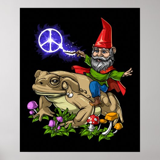 Gnome Riding Frog ポスター (正面)