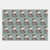 gnome, snowman, cute tired santa elf cat ラッピングペーパーシート (正面2)