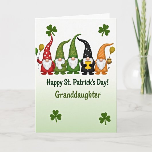 Gnome St Patricks Day Granddaughter Card カード (正面)