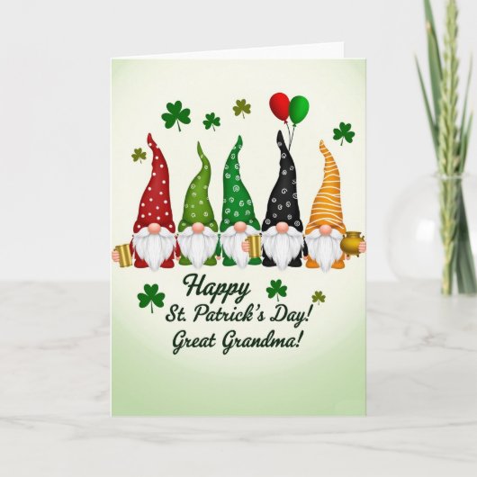 Gnome St Patricks Day Great Grandma Card カード (正面)