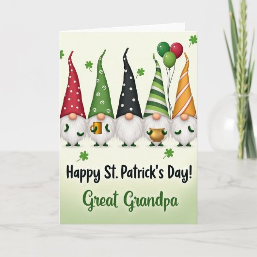Gnome St Patricks Day Great Grandpa Card カード (正面)