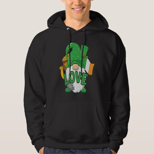 Gnome St Patricks Day Love Irish Flag Saint Patric パーカ (正面)