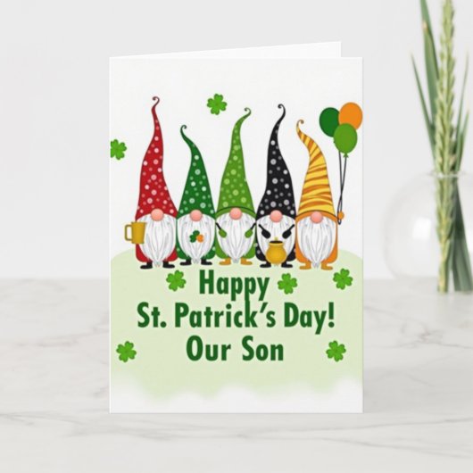 Gnome St Patricks Day Son Card カード (正面)