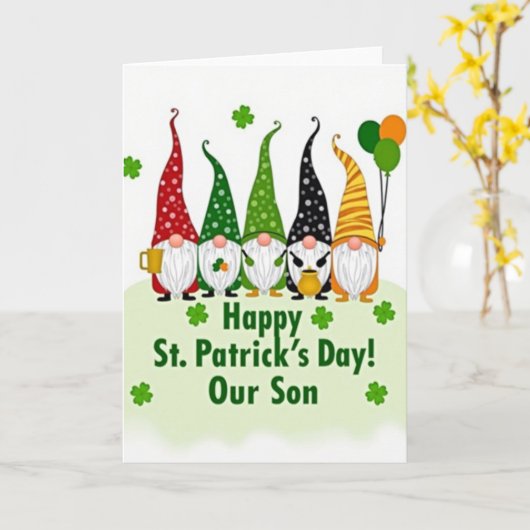 Gnome St Patricks Day Son Card カード (黄色い花)
