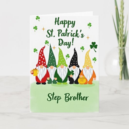 Gnome St Patricks Day Step Brother Card カード (正面)