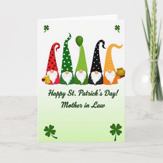 Gnome St Patricks Kraft Paper Look Card カード (正面)