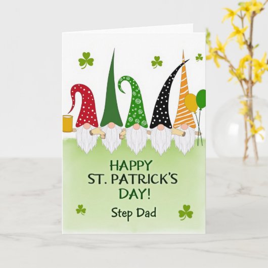 Gnome St Patricks Step Dad Glitter Card カード (黄色い花)