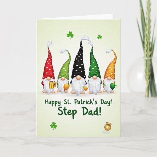 Gnome Step Dad St Patricks Day Card カード (正面)