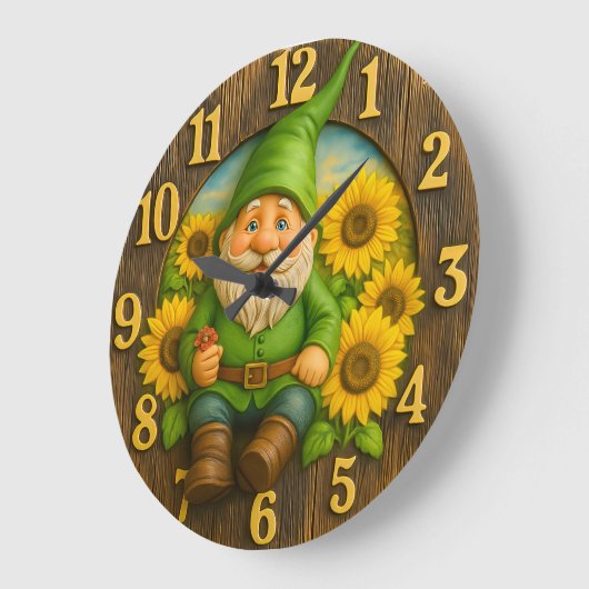 Gnome Sunshine Elf Garden Clock ラージ壁時計 (傾斜)