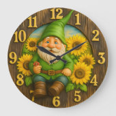 Gnome Sunshine Elf Garden Clock ラージ壁時計 (正面)