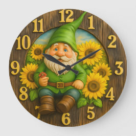 Gnome Sunshine Elf Garden Clock ラージ壁時計